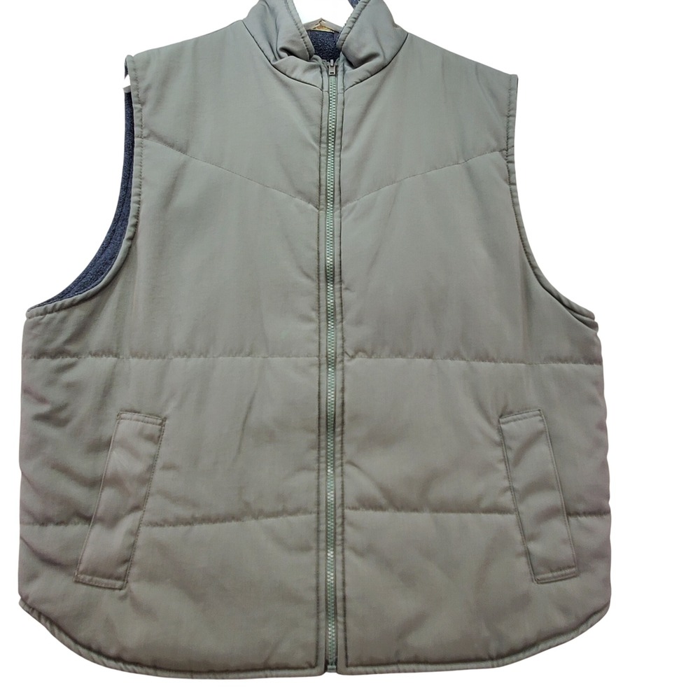 Naturalife Mens‎ Puffer Vest Olive Green Fleece Lined Full Zip Size Medium 9879